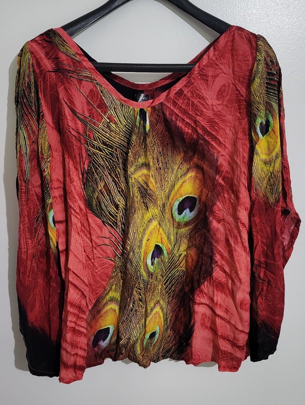 Lava Mama's Peacock Flowy Sheer Top Size XXL